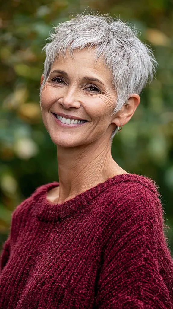 Razored Silver Pixie with Choppy Crown and Bare Nape