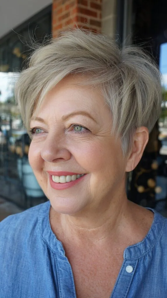 Refreshing Silver Tousled Pixie
