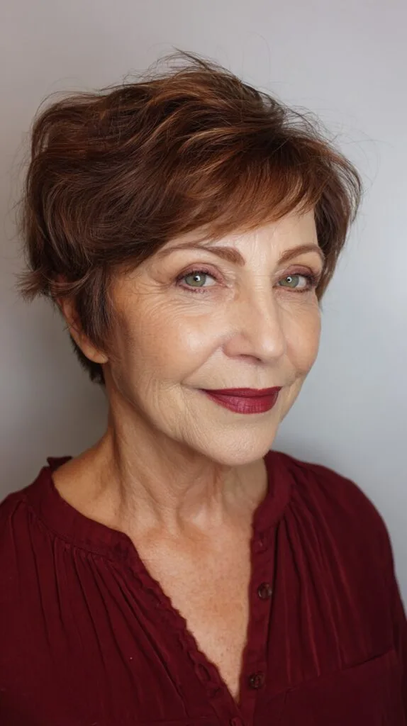Rich Auburn Short Shag with Soft Waves