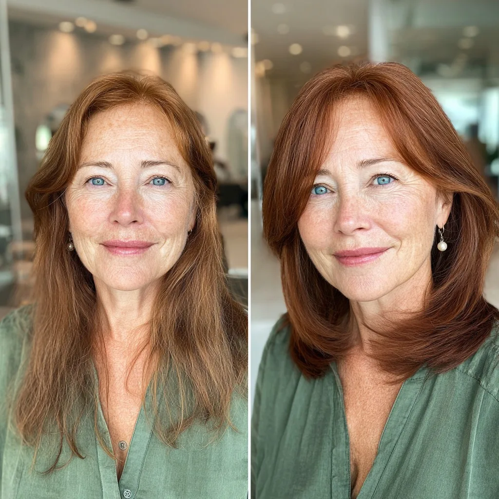 Rich Auburn Shoulder-Length Bob with Soft Layers