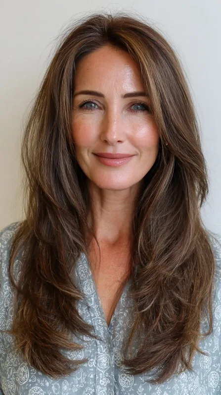 Rich Walnut Layers with Soft Balayage Highlights
