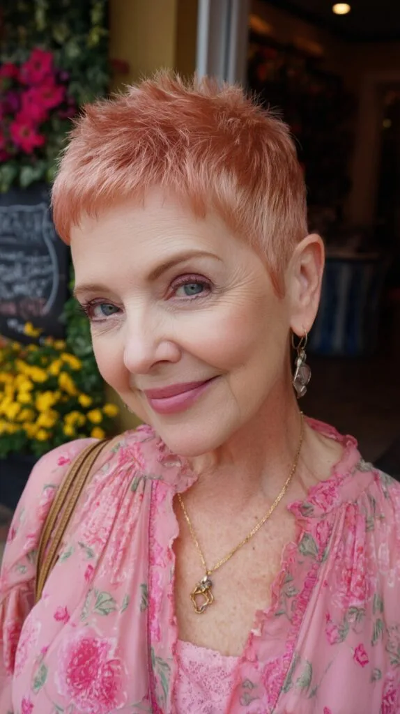 Rose-Copper Textured Micro Pixie with Feathered Hairline