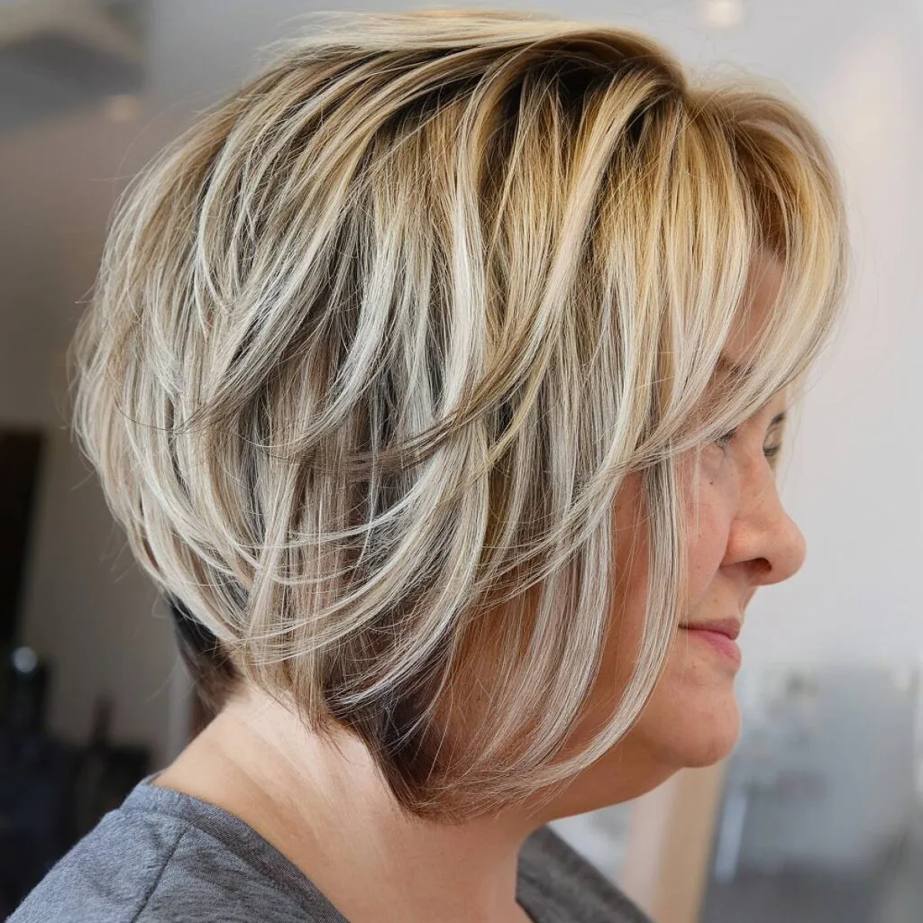 Round face wedge haircut over 50 older women