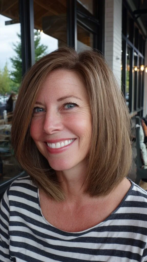Rounded Collarbone-Skimming Long Bob with Subtle Root Depth