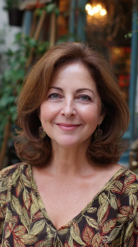Rounded Shoulder-Length Lob with Soft Internal Layers and Warm Chestnut Dimension