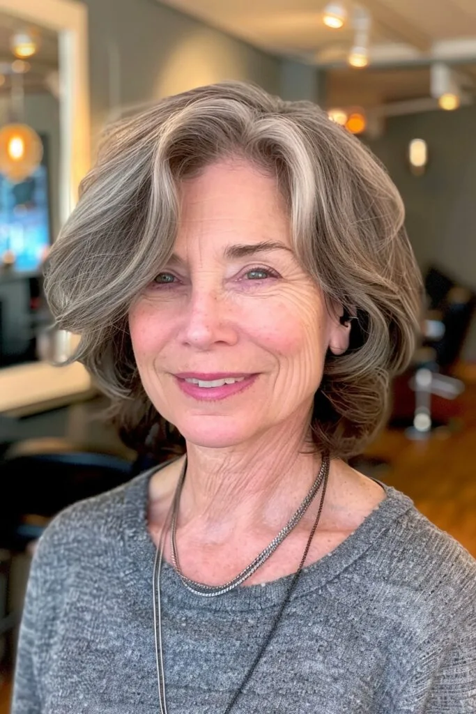 Sassy Short Bob with Silver and Ash Blonde Highlights Hairstyle