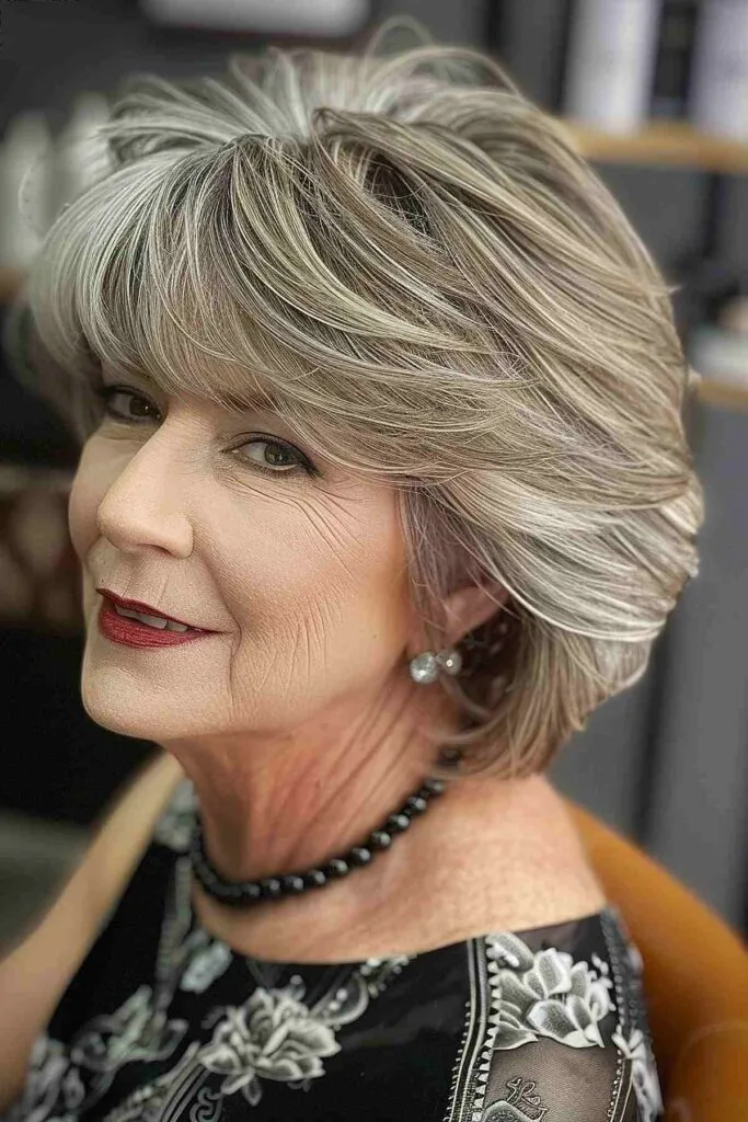 Short Feathered Cut For Older Women