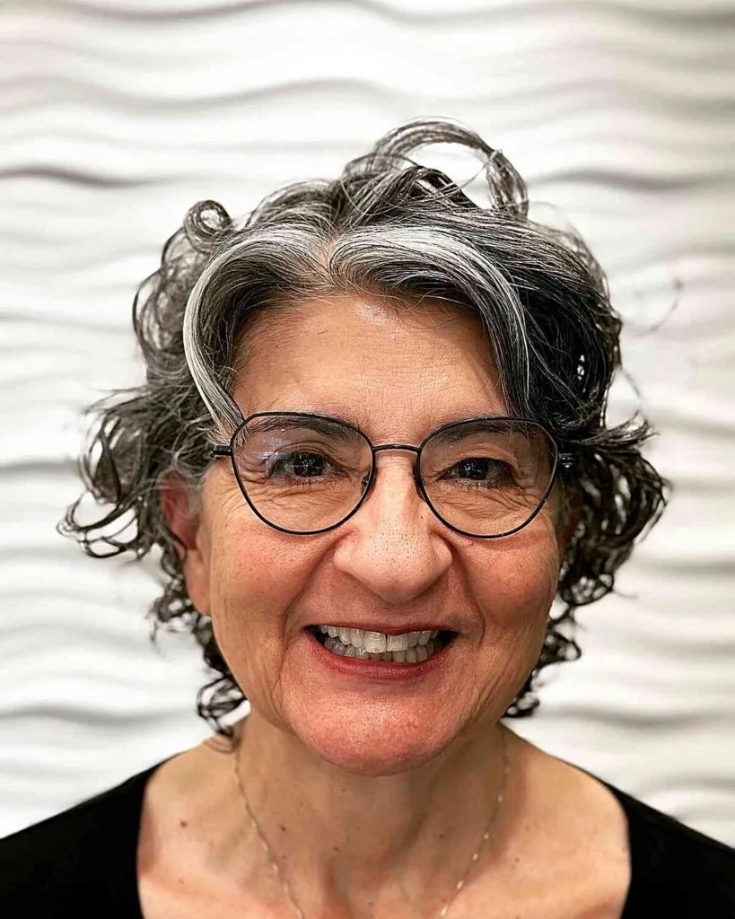 Short grey hairstyles for women over 50 with glasses