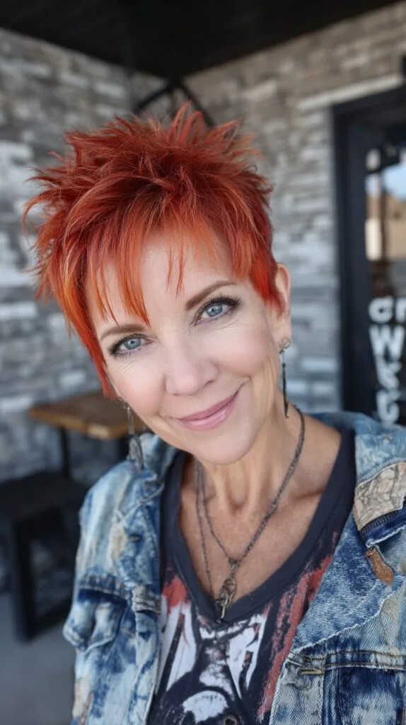 Short Spiky Copper Pixie with Wispy Micro-Bangs