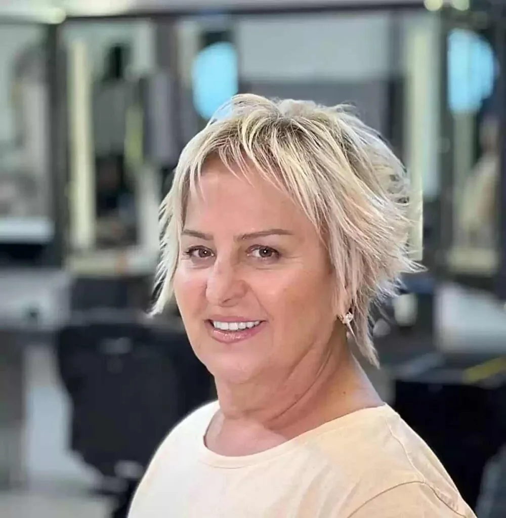 Short Wispy Winged Pixie Cut for Older Women with Fine Hair