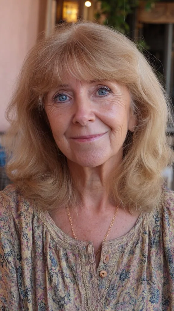 Shoulder-Length Layered Cut with Feathered Curtain Fringe