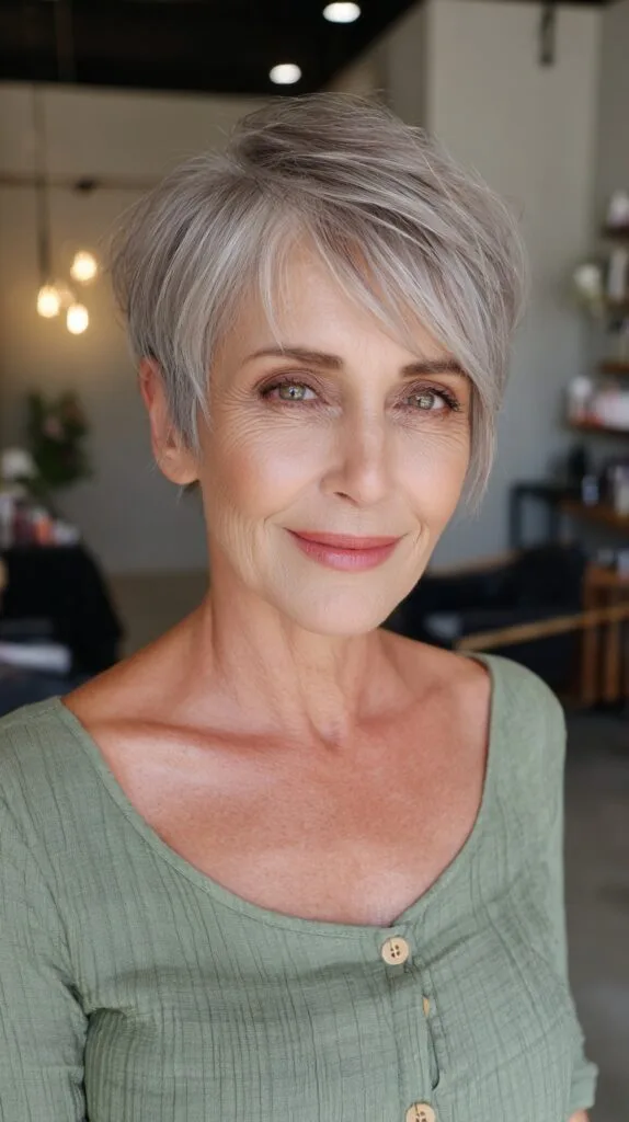 Silver Pixie Cut with Textured Layers