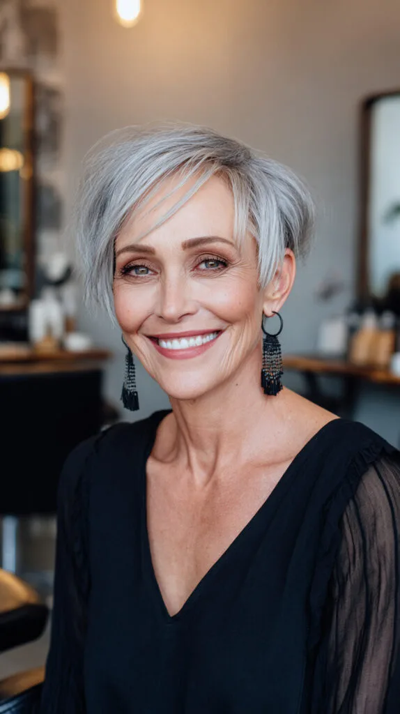 Silver Pixie Cut with Textured Layers