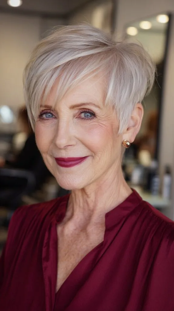 Silver Slate Short Pixie with Volume