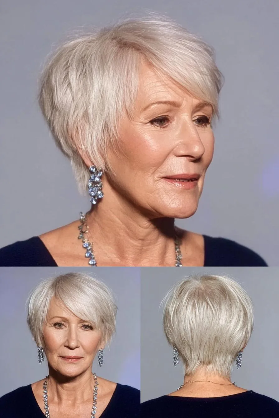 Silvery Pixie Side Swept