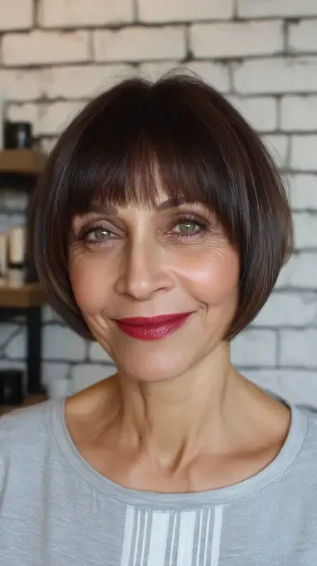 Sleek Chin-Length Bob with Soft Bangs