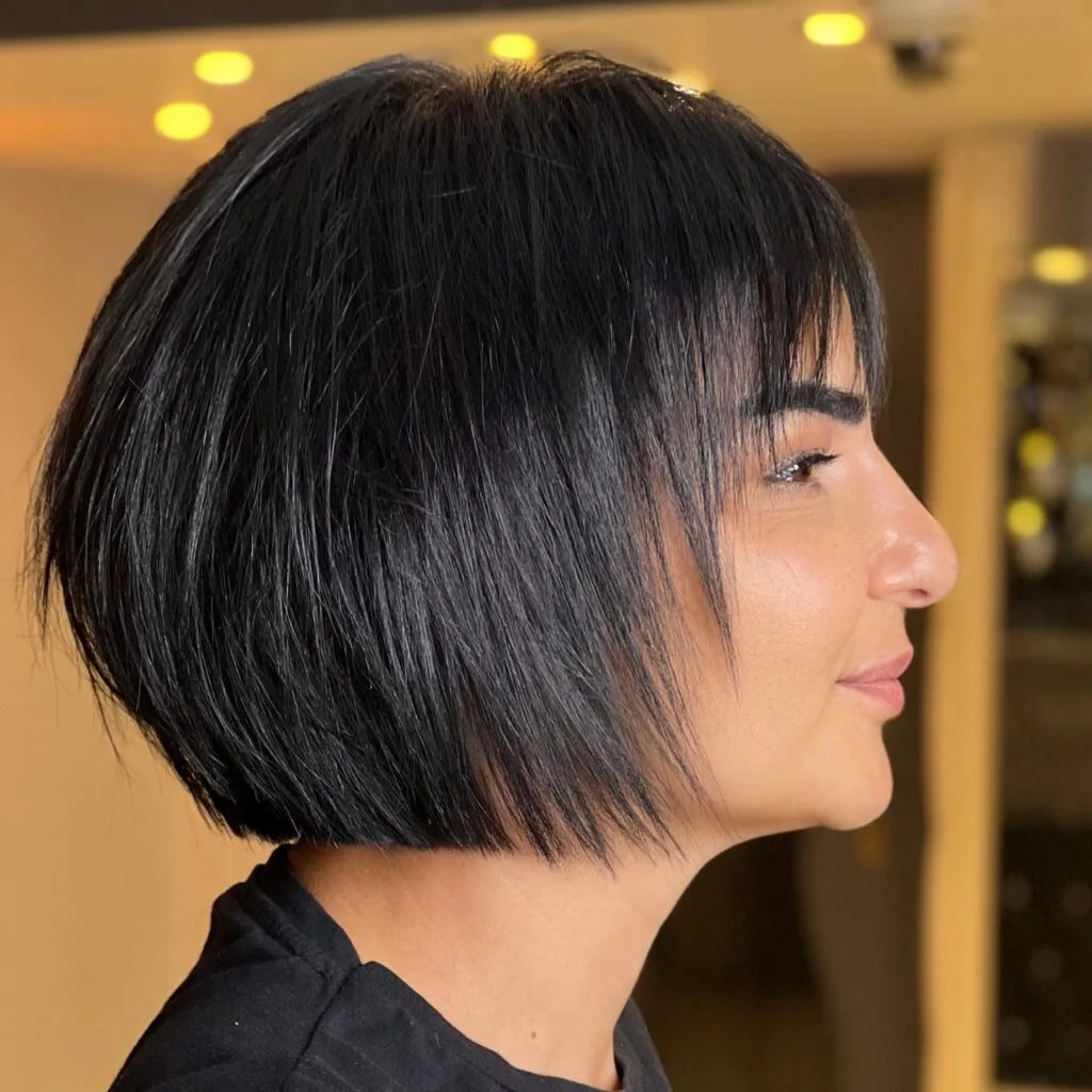 Sleek Graduated Bob with Textured Bangs