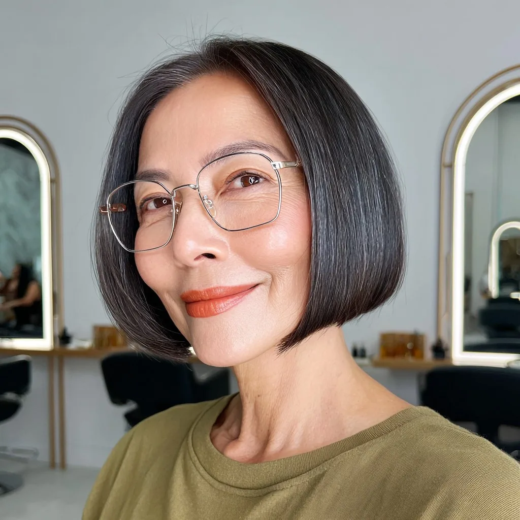 Sleek One-Length Bob with Subtle Shine