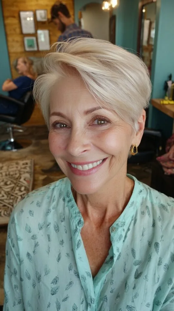 Sleek Platinum Tapered Pixie