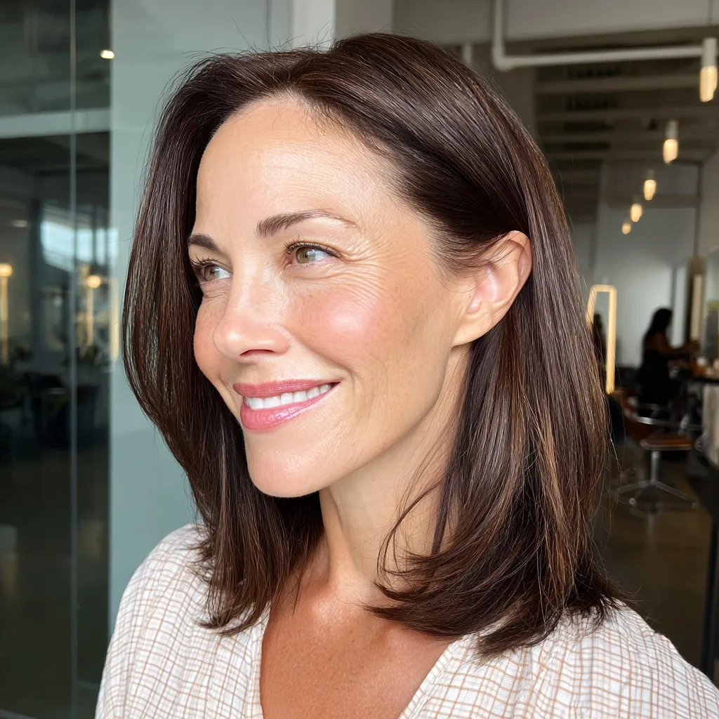 Sleek Shoulder-Length Cut with Subtle Face-Framing Layers