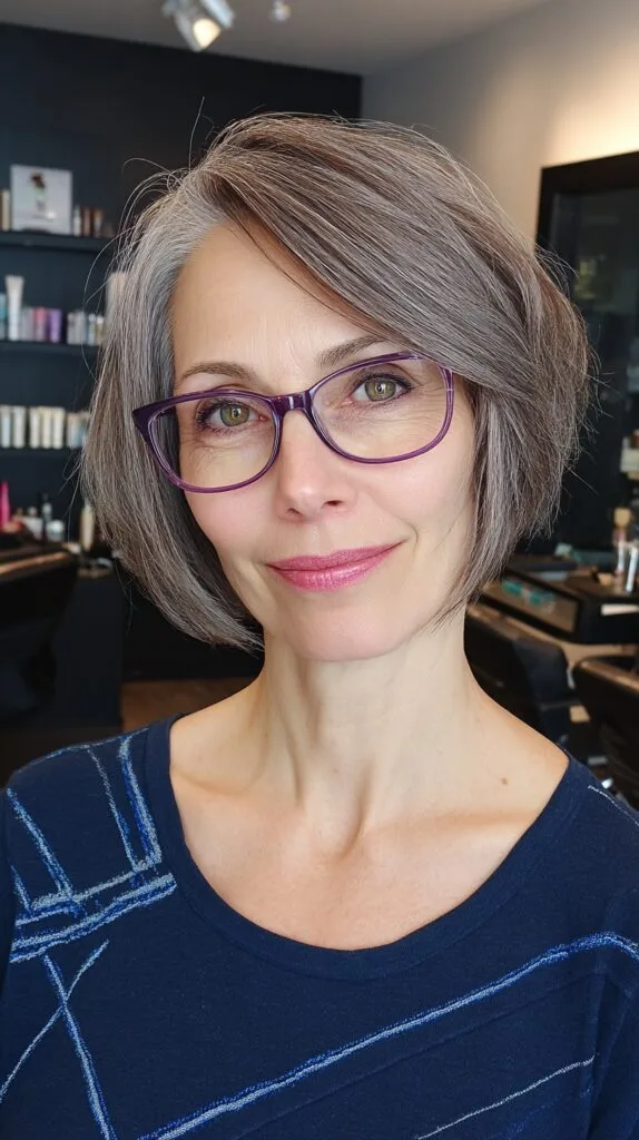 Sleek Silver Bob with Soft Gradation