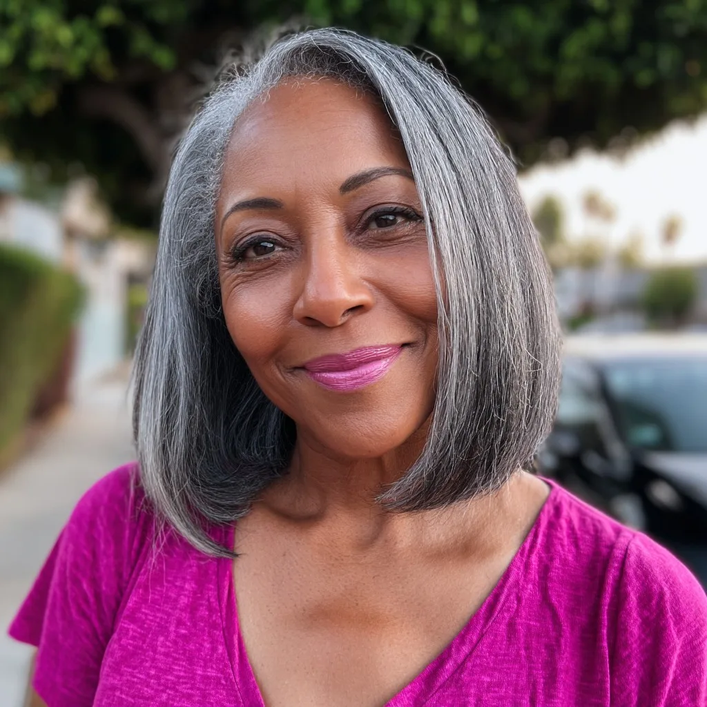 Sleek Silver Bob with Subtle Texture