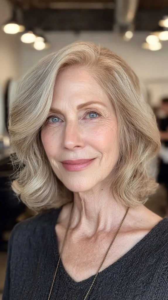 Sleek Silver Waves with Natural Flow