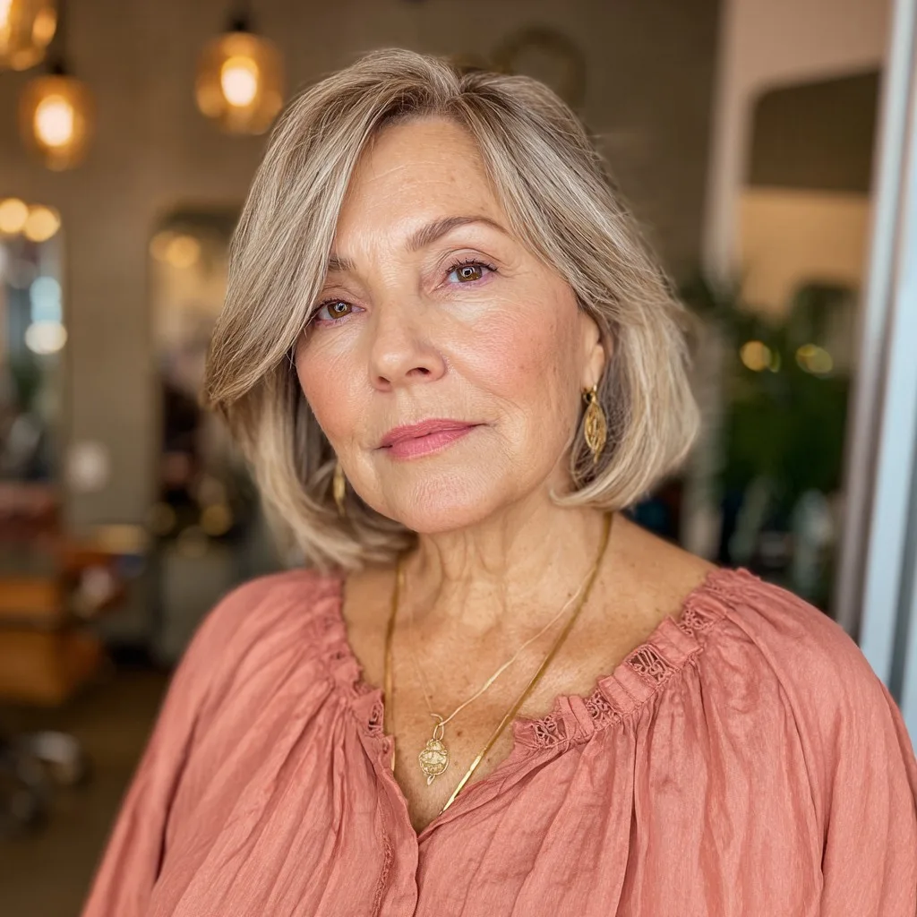 Soft Ash Blonde Lob with Gentle Waves