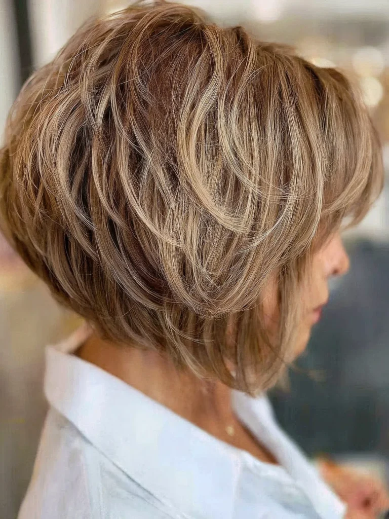 Soft Brown Feathered Layers for Women Over Fifty