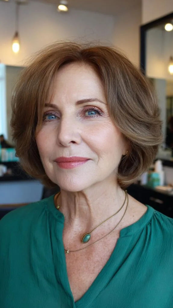 Soft Chestnut Layered Bob with Natural Flow