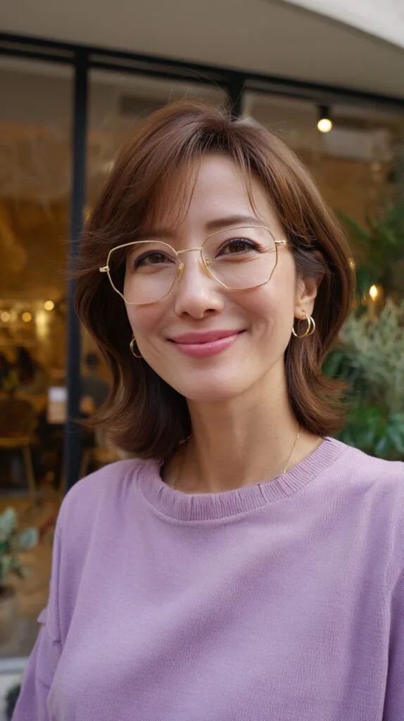 Soft Cinnamon Layered Bob with Side Bangs