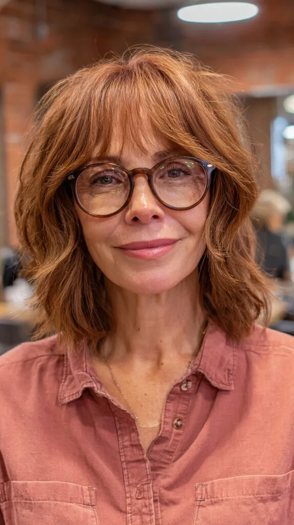 Soft Copper Shag with Feathered Bangs