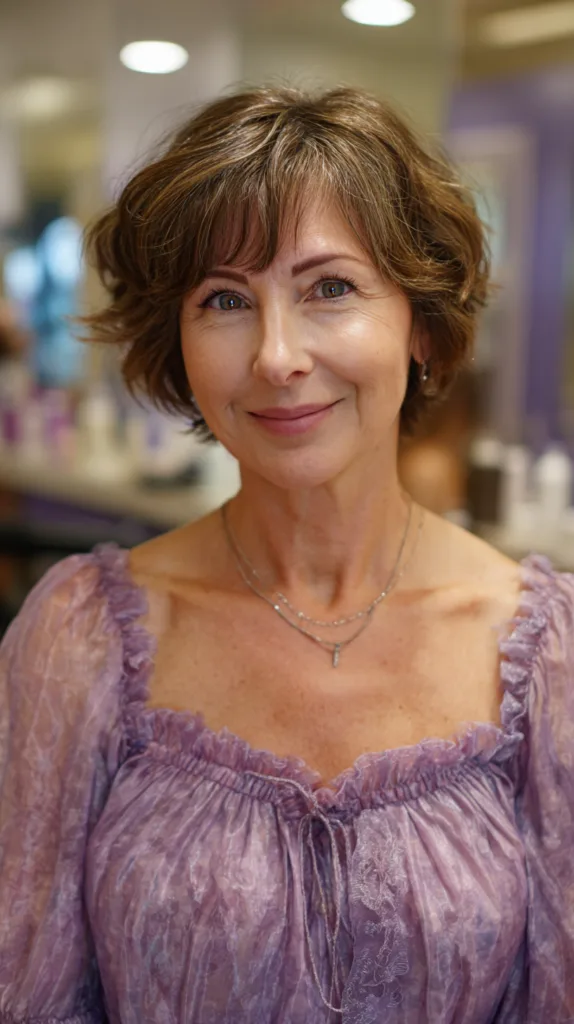 Soft Curly Bob with Wispy Bangs