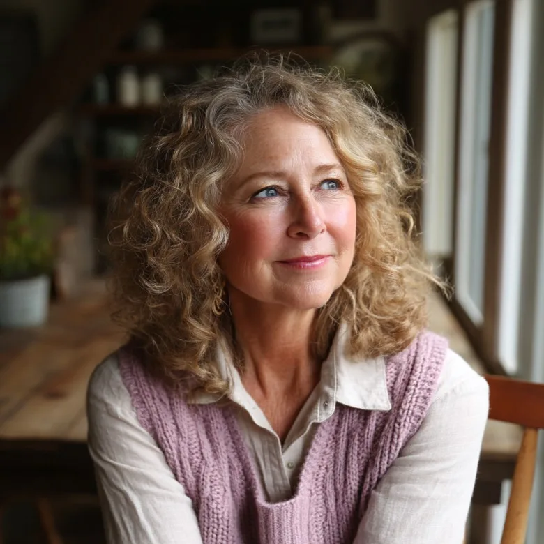 Soft Curly Layered Cut with Natural Volume for Women Over 50