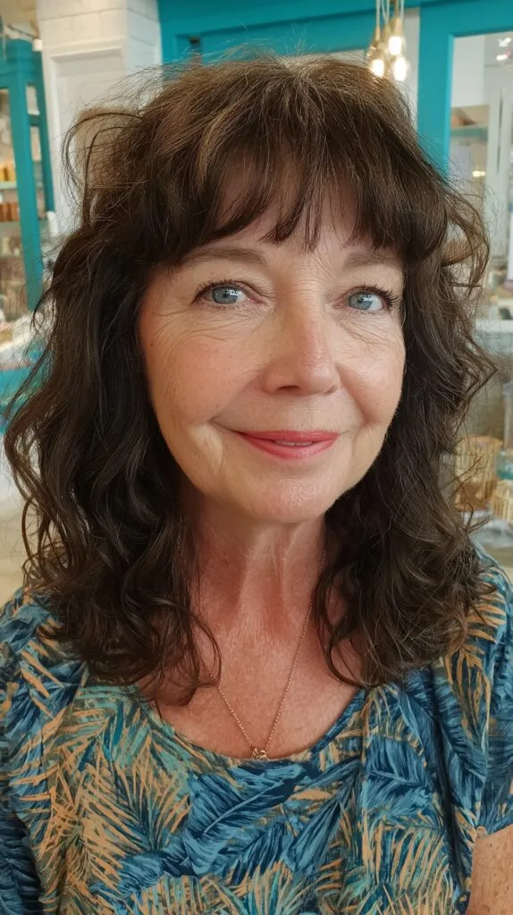 Soft Curly Medium Shag with Wispy Micro Bangs