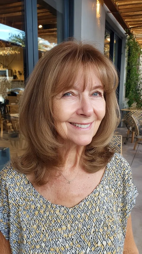 Soft Face-Framing Mid-Length Cut with Feathered Curtain Fringe