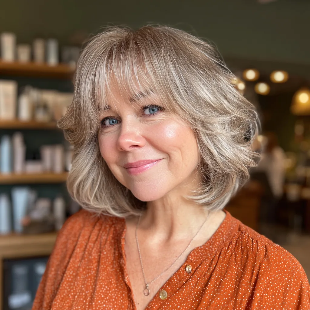 Soft Layered Bob with Gentle Face-Framing Bangs