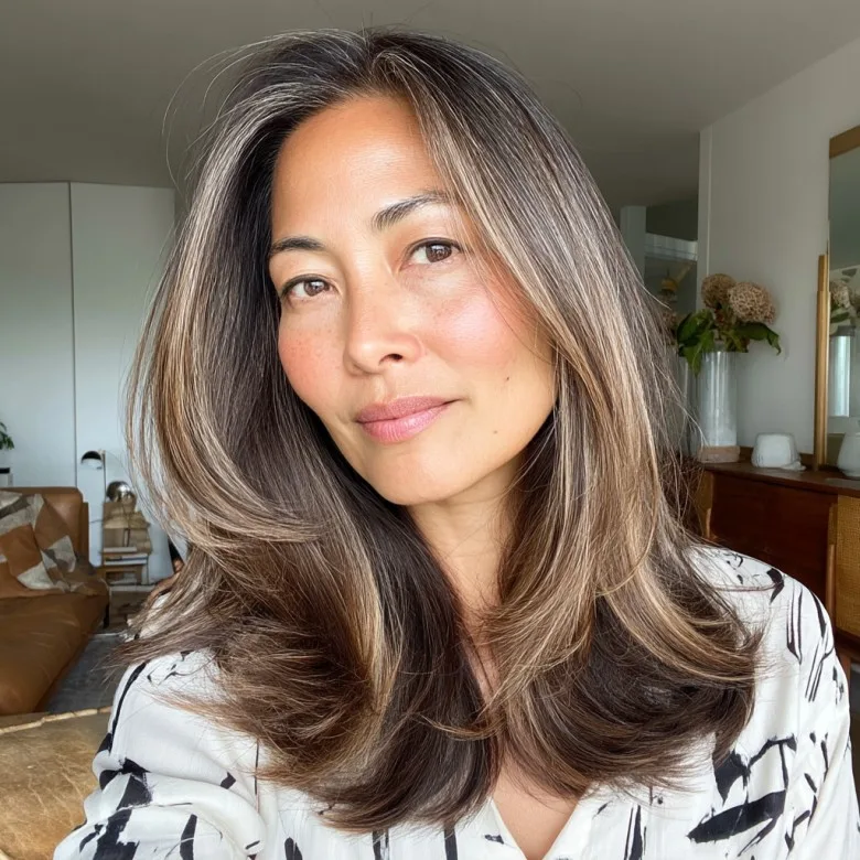 Soft Layered Cut with Subtle Highlights for Women Over 50