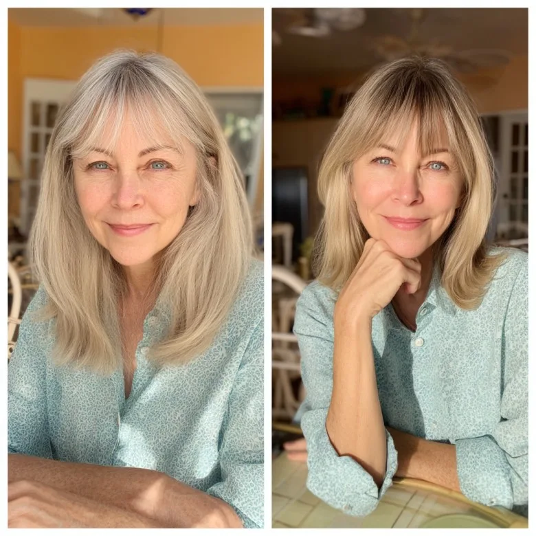 Soft Layered Cut with Wispy Bangs for Women Over 50