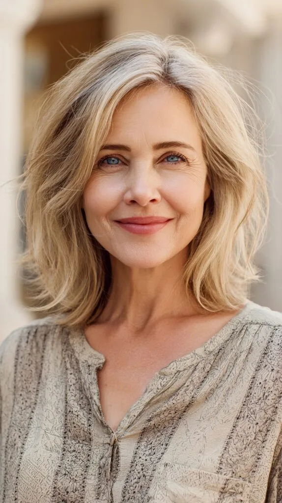 Soft Layered Shoulder-Length Lob with Root Shadow