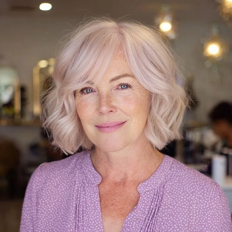 Soft Pastel Blunt Bob with Gentle Waves