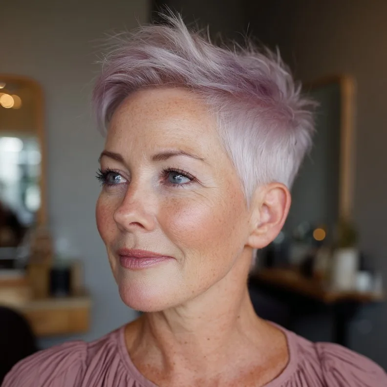 Soft Pink Textured Pixie Cut with Edgy Layers