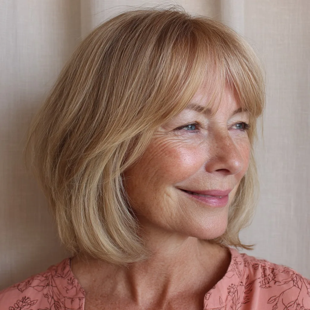Soft Sandy Blonde Long Bob with Gentle Layers