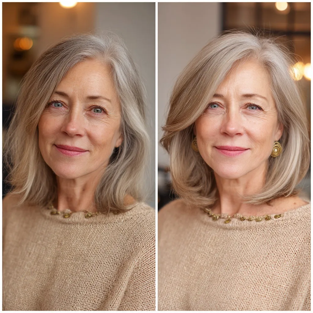 Soft Sandy Blonde Long Bob with Gentle Waves