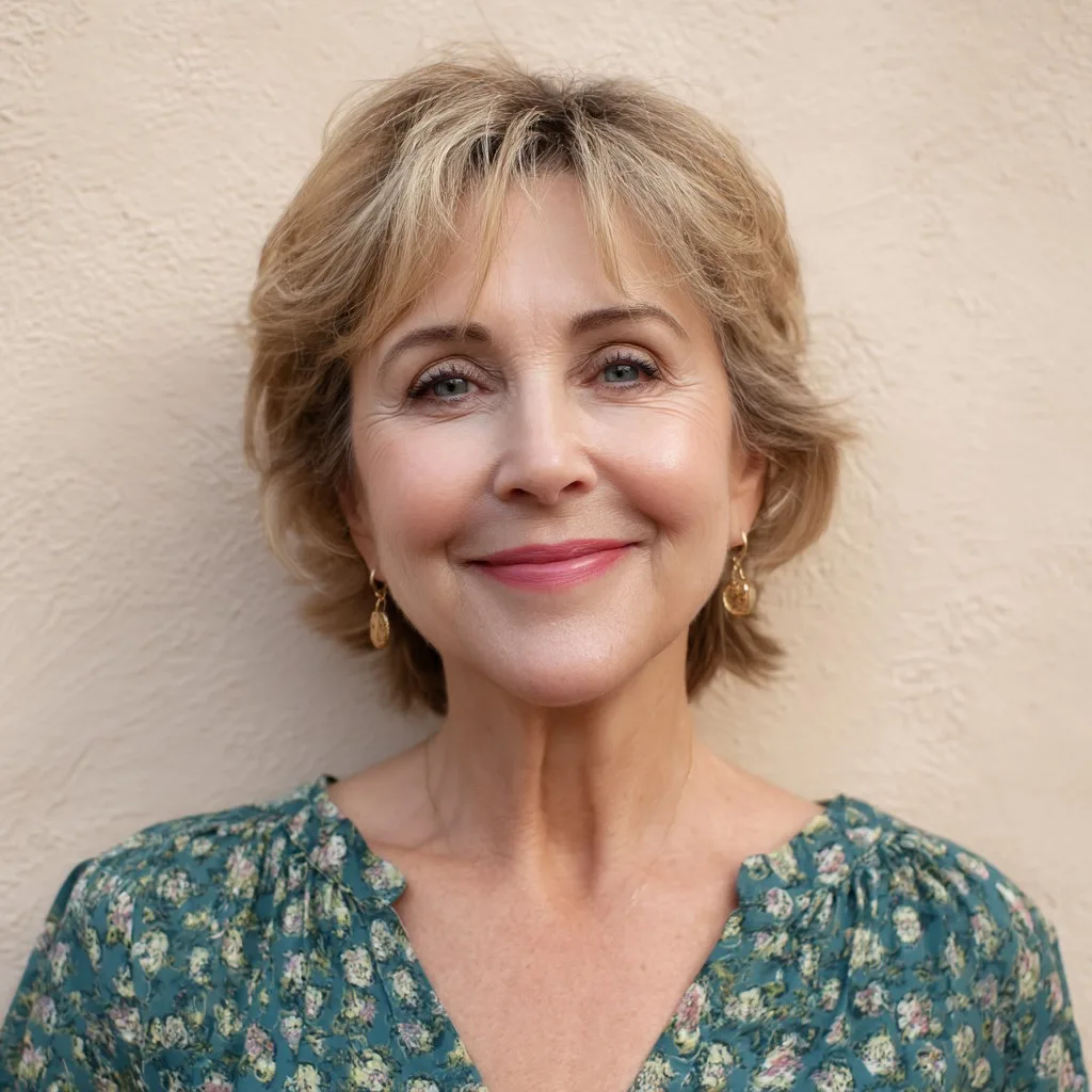 Soft Sandy Blonde Textured Pixie Cut with Face-Framing Layers