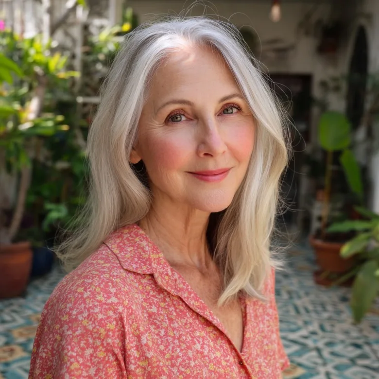Soft Silver Waves with Subtle Layers for Women Over 50