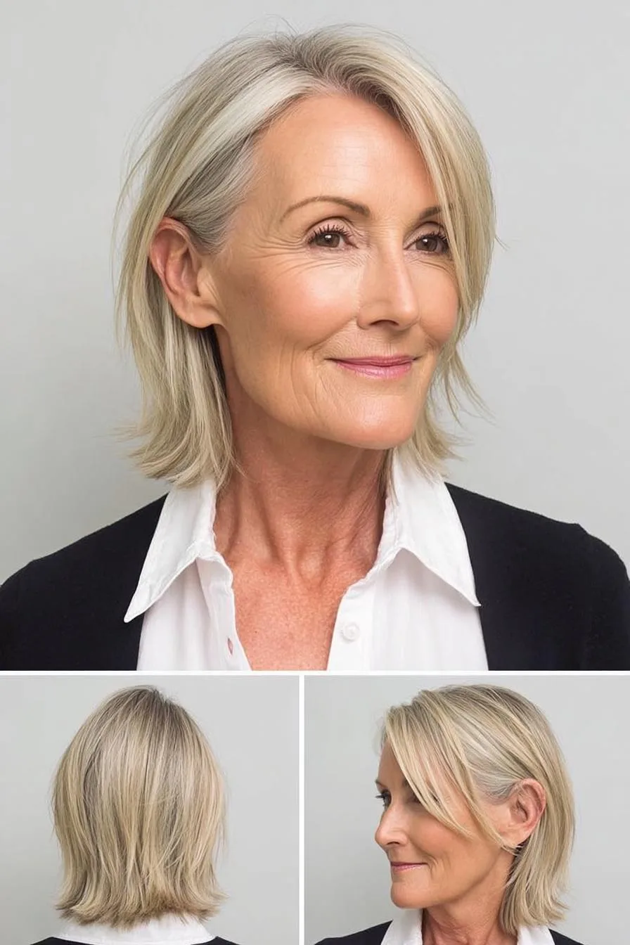 Soft Silvery Blonde Bob