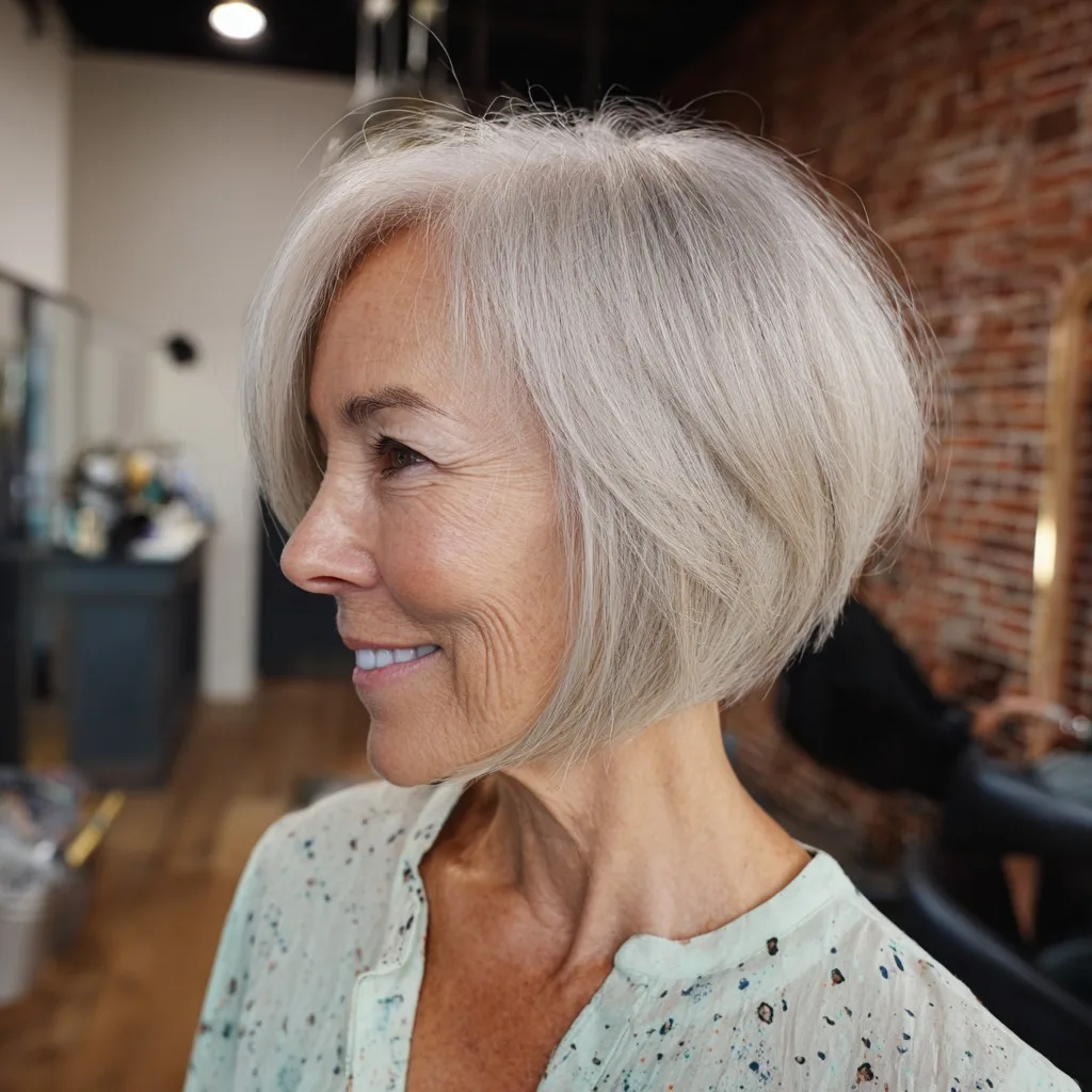 Softly Blended Silver Bob with Subtle Layers