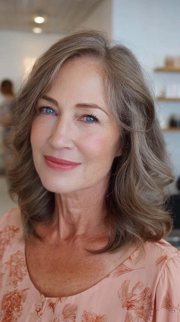 Softly Curled Medium-Length Cut with Natural Dimension