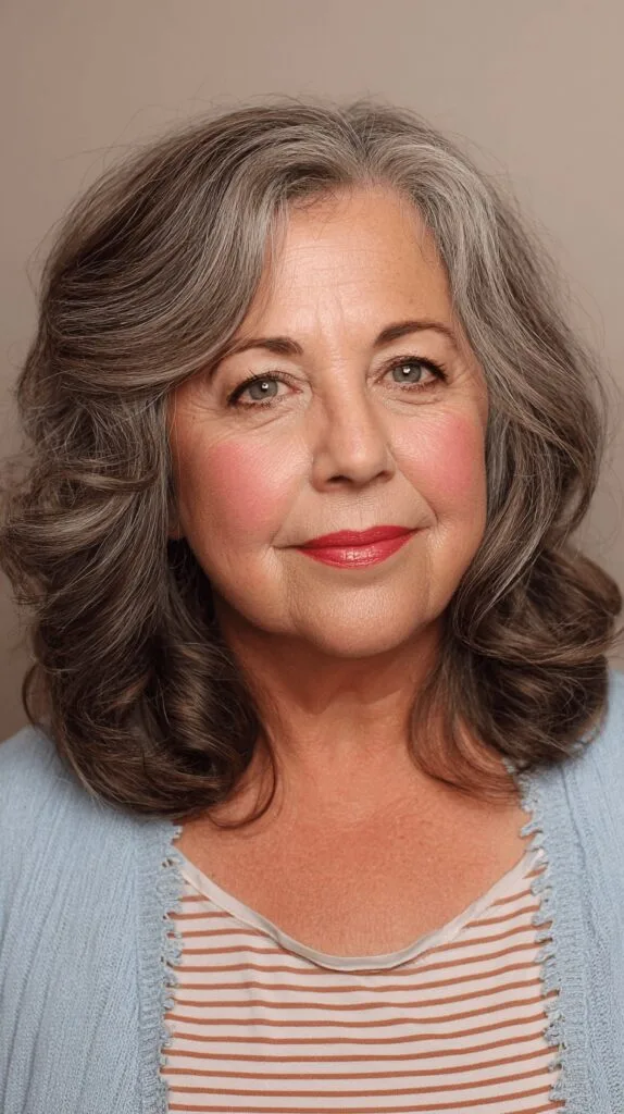 Softly Layered Gray Shoulder-Length Cut